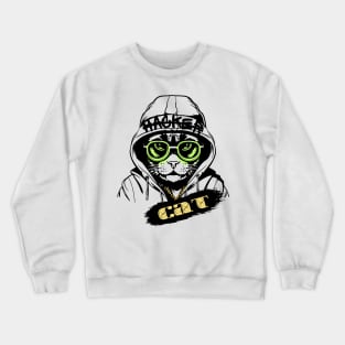 hacker cat Crewneck Sweatshirt